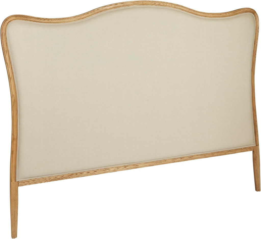 Elegant Oak And Linen King Size Headboard For Bedrooms