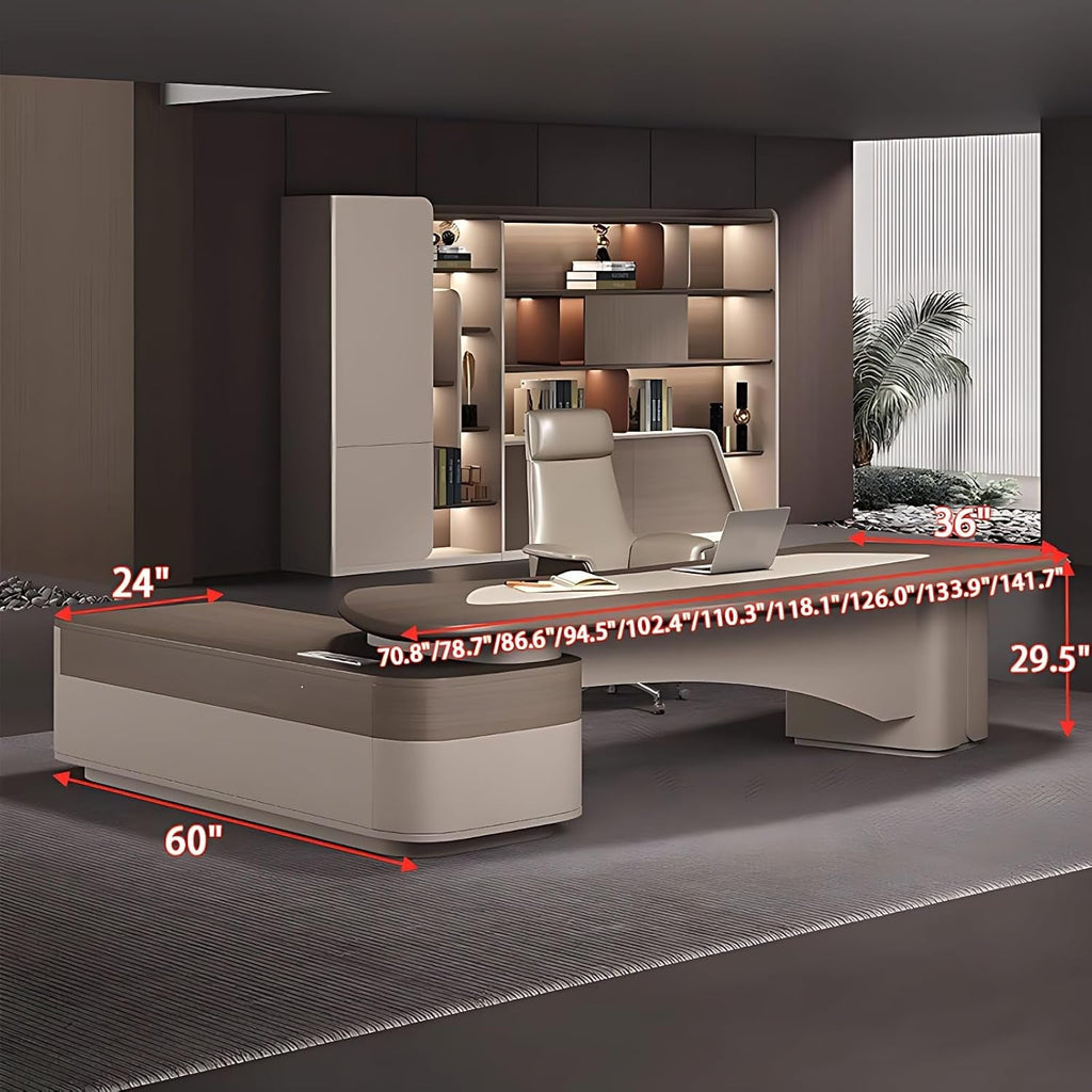 L Shaped Solid Wood Desk With Hidden Cable Hole 141.7 In-1