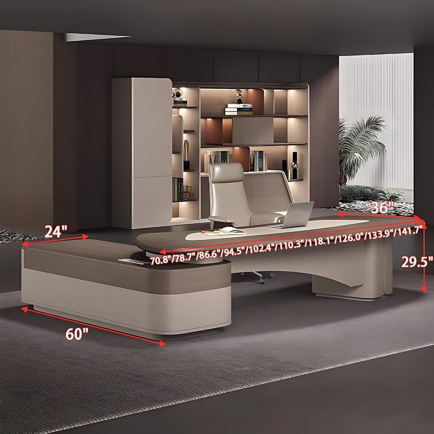 L Shaped Solid Wood Desk With Hidden Cable Hole 141.7 In-1
