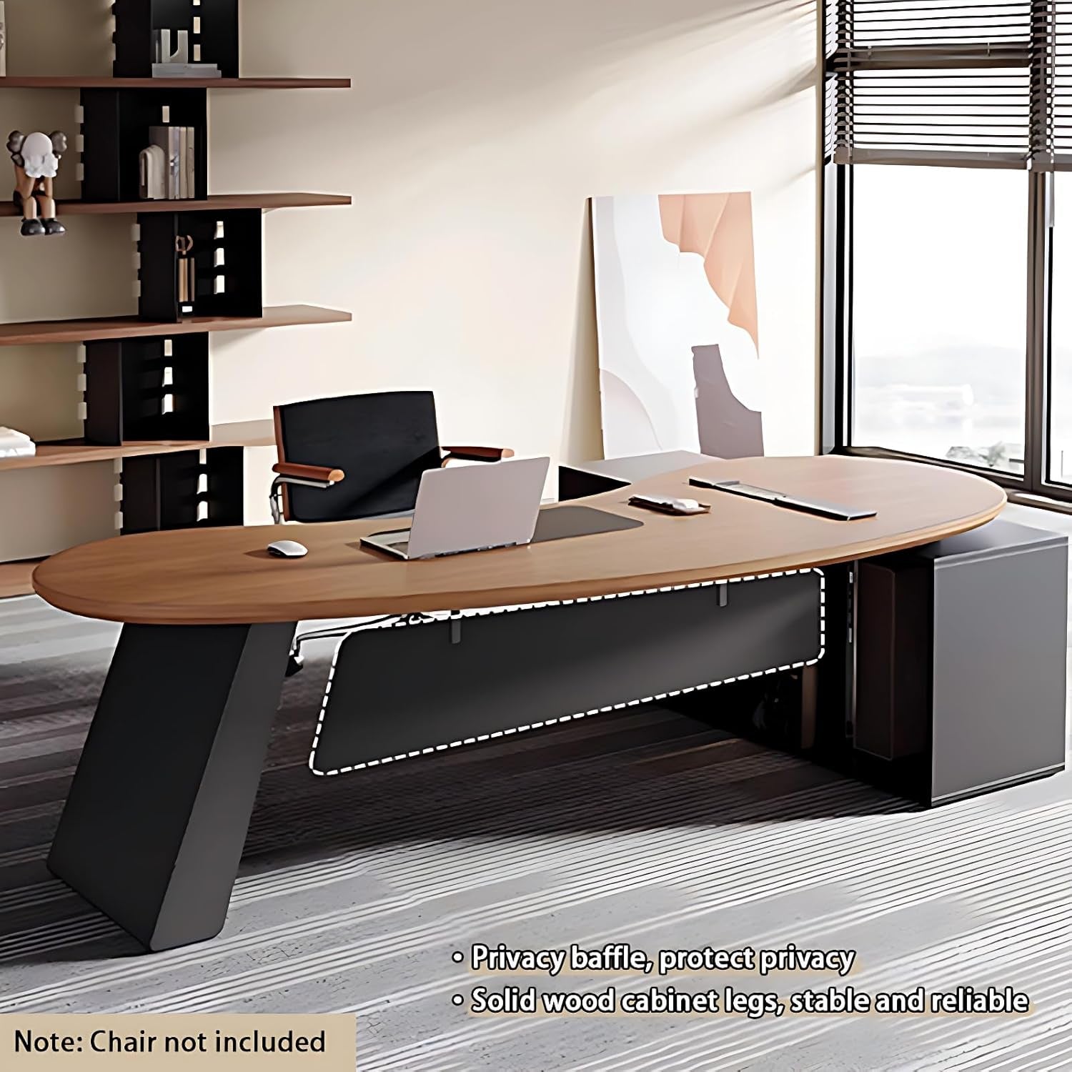 Spacious L Shaped Executive Desk With Side Storage System-4