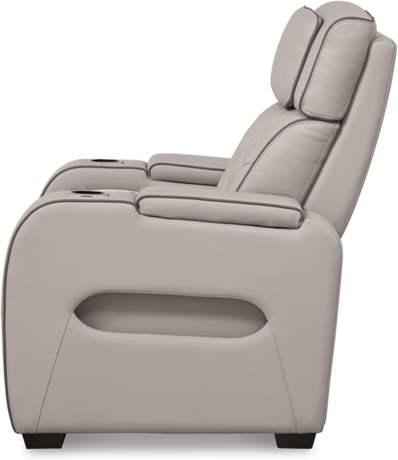 Light Gray Leather Power Recliner With Adjustable Headrest-4
