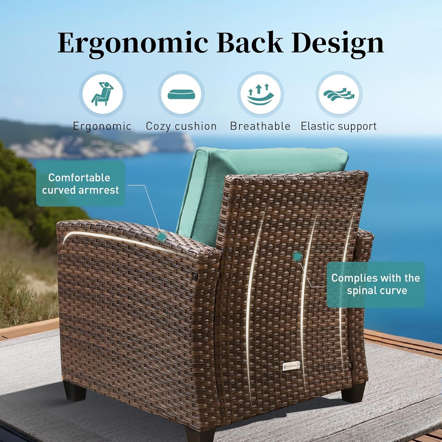 Brown Wicker Patio Furniture Set With Fire Pit Table-3