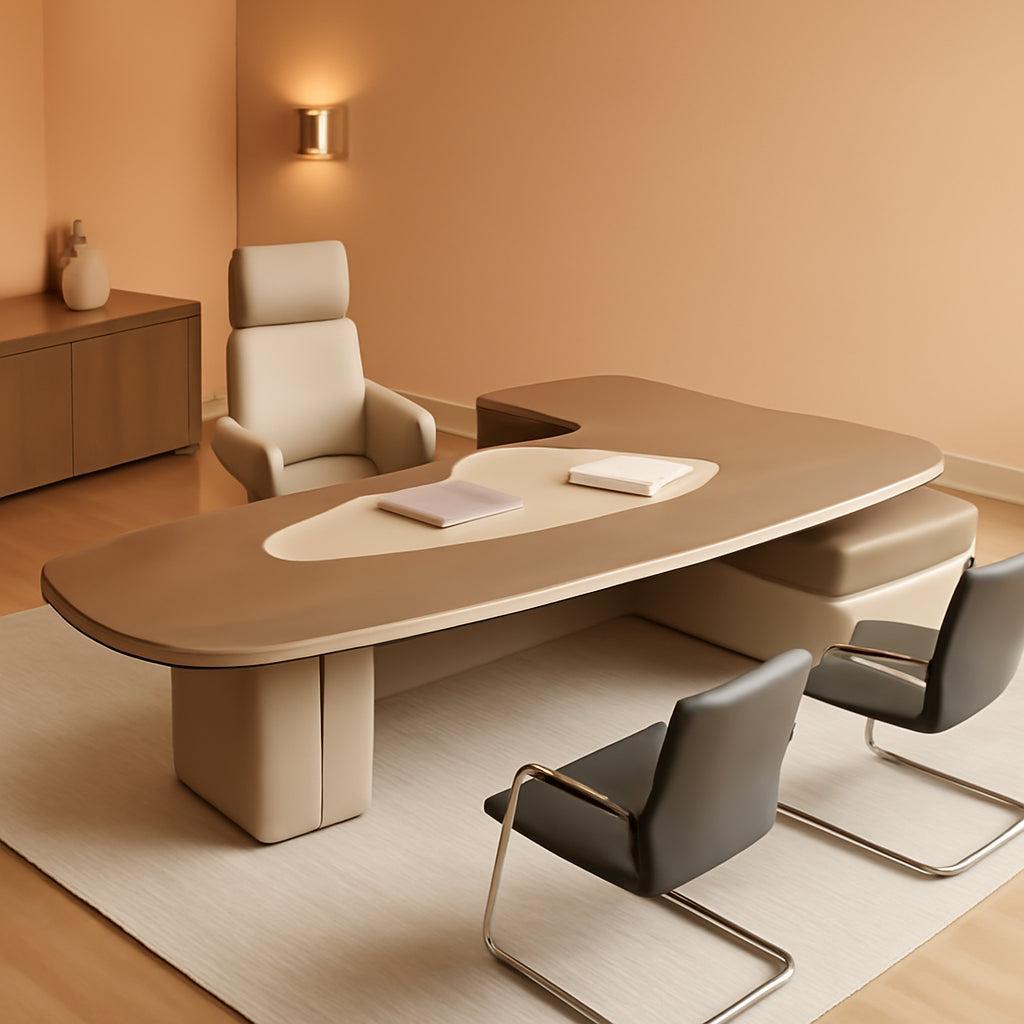 L Shaped Solid Wood Desk With Hidden Cable Hole 141.7 In-0