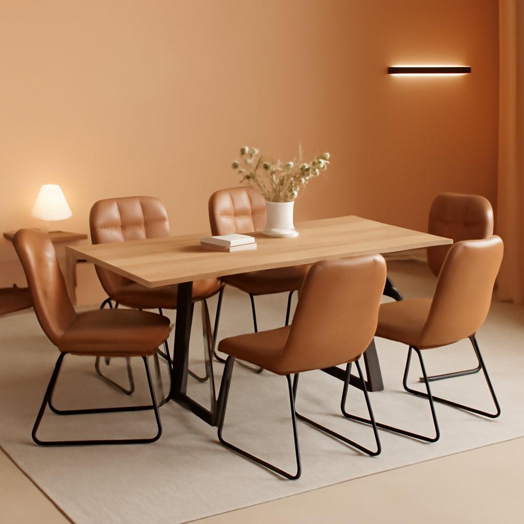 Expandable Oak Wood Dining Table Set For 6 To 8 Seats 51 To 67 Inches-0