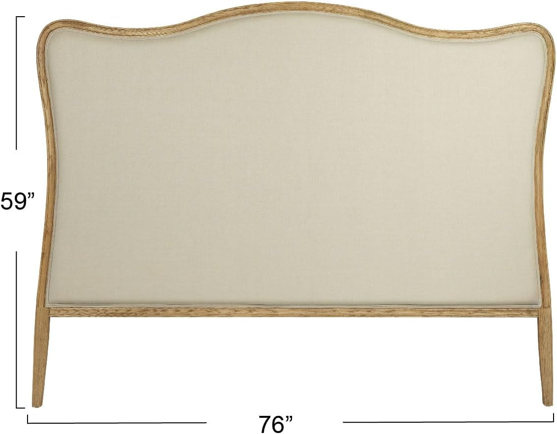 Elegant Oak And Linen King Size Headboard For Bedrooms