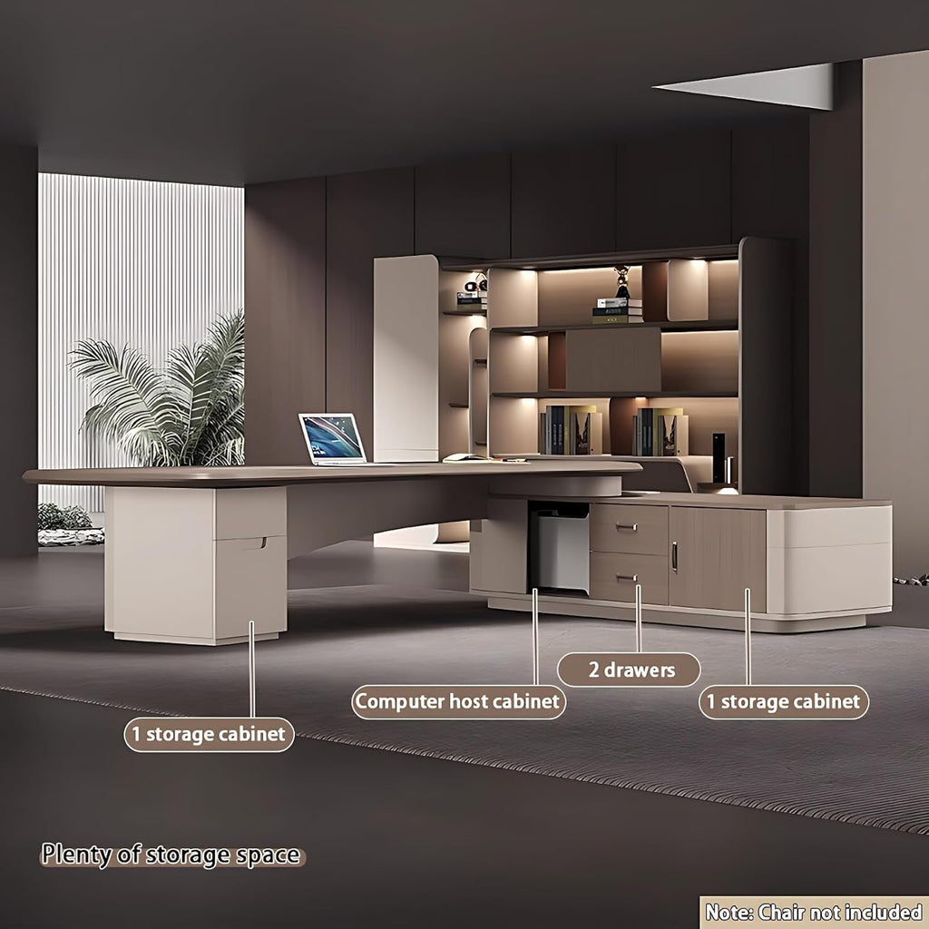 L Shaped Solid Wood Desk With Hidden Cable Hole 141.7 In-2