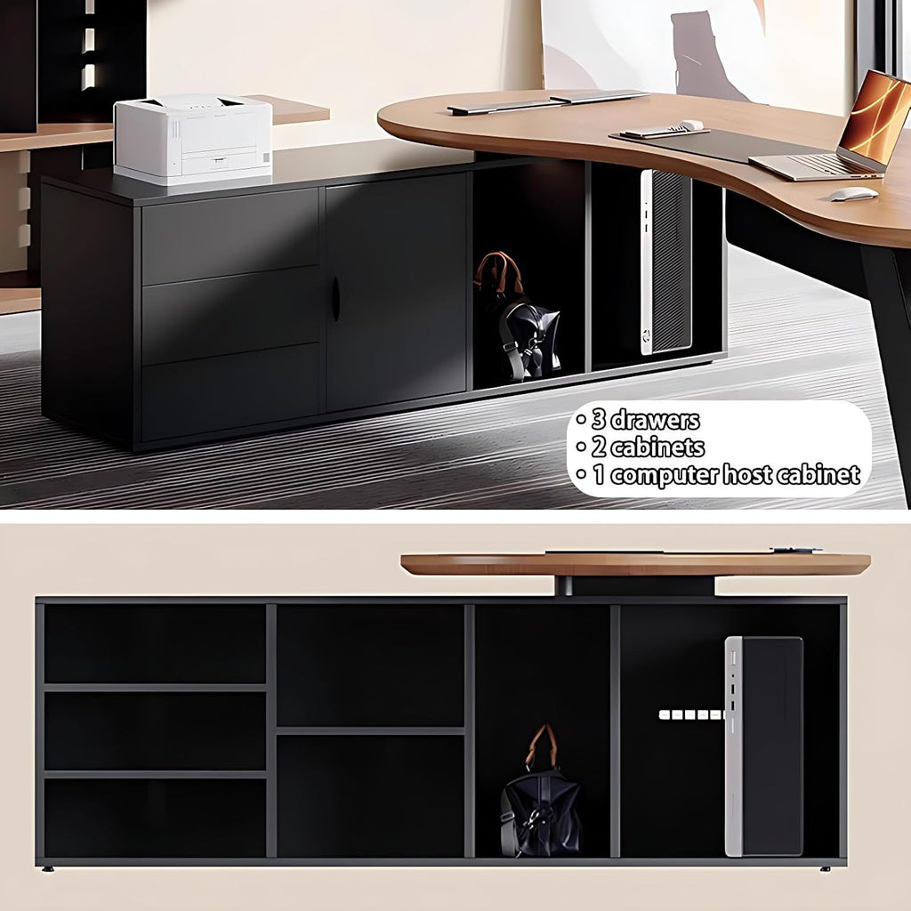 Spacious L Shaped Executive Desk With Side Storage System-2