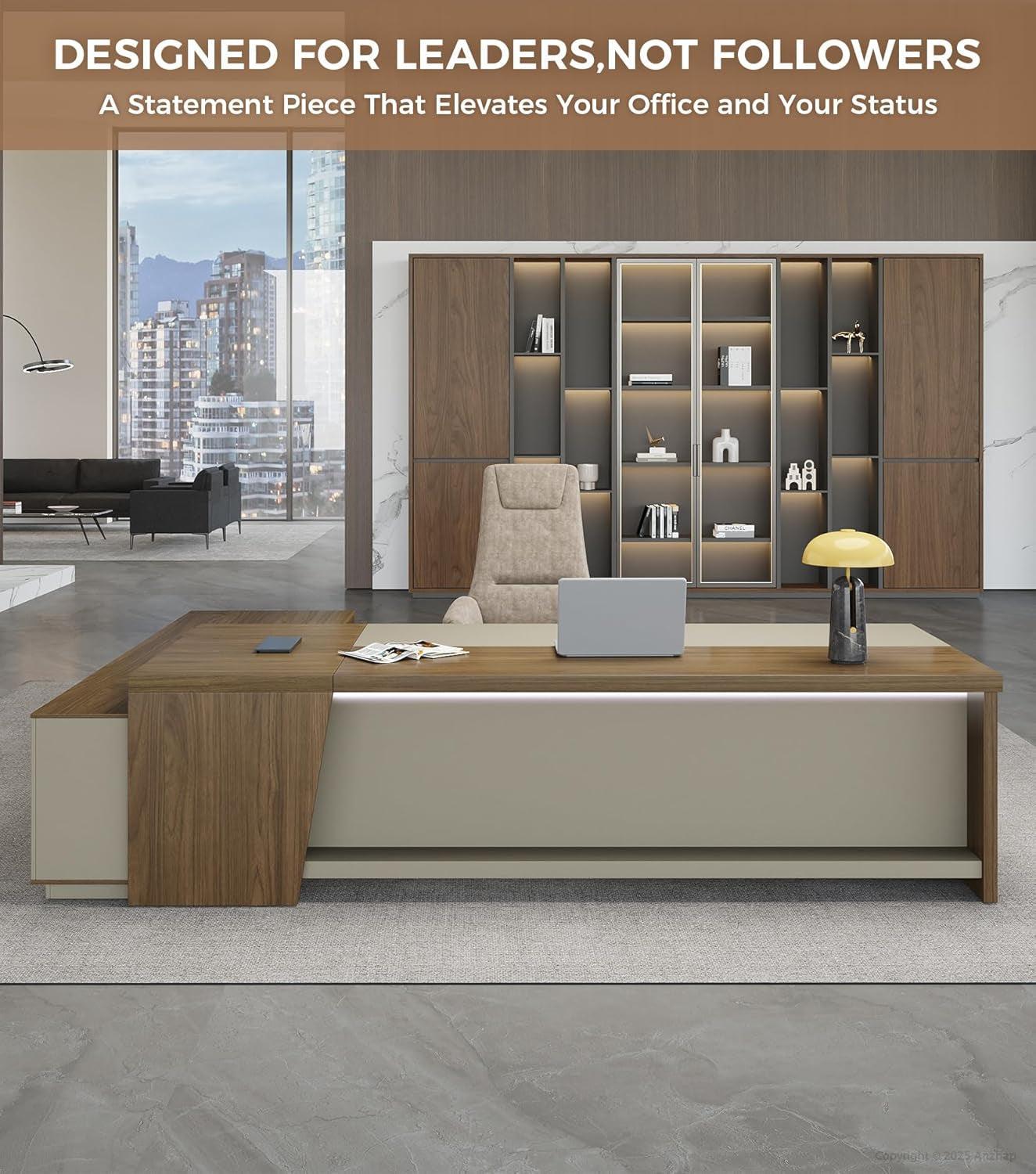 79 Inch L Shaped Desk Lockable Drawers Privacy Panel-3