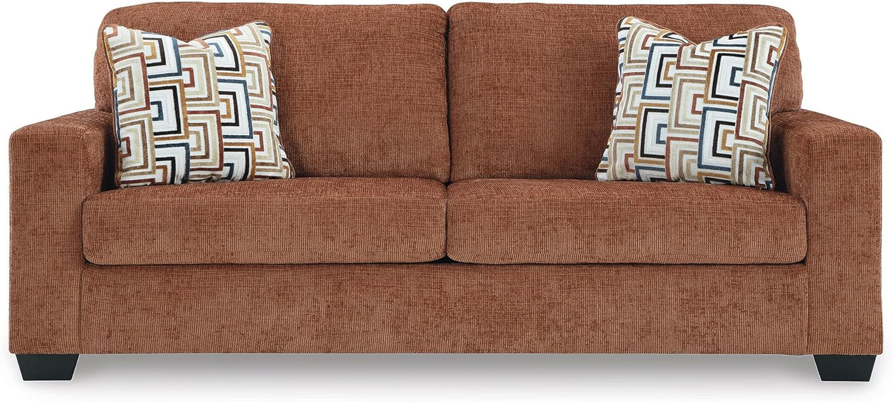 Queen Burnt Orange Contemporary Luxury Sofa Sleeper-2