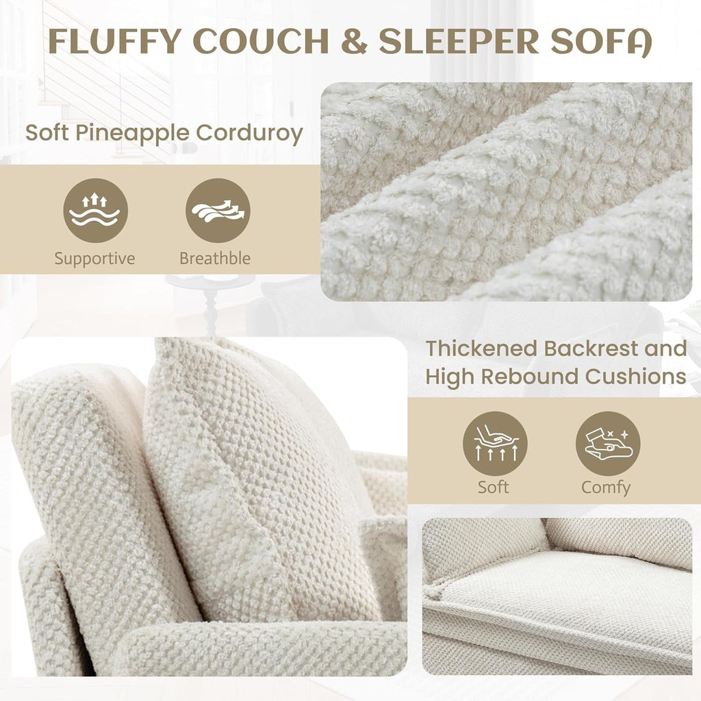 Convertible King Sofa Bed with USB Charging and Pockets-3