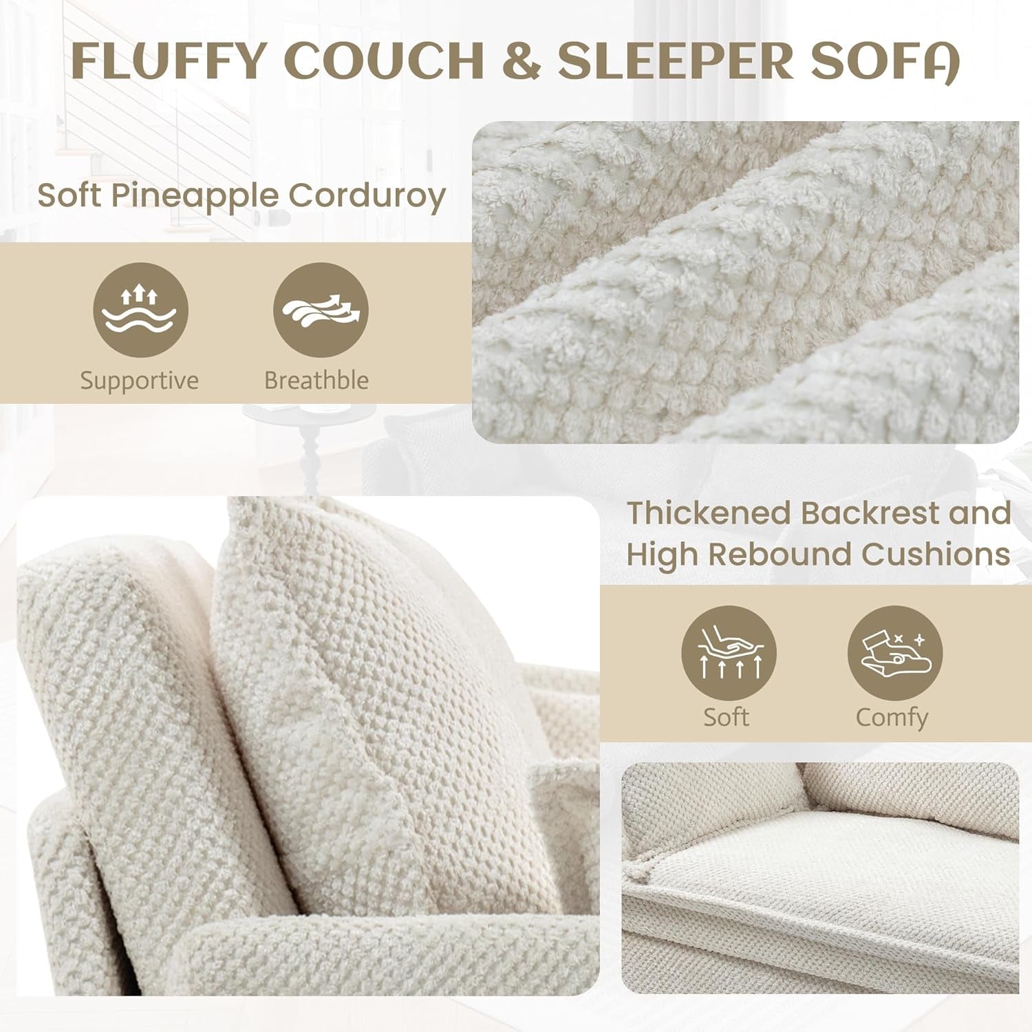 Convertible King Sofa Bed with USB Charging and Pockets-3