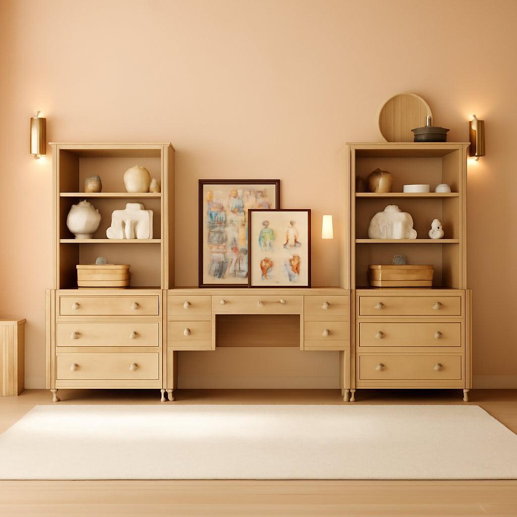 Oak Executive Workstation Set With Wireless Charging-0