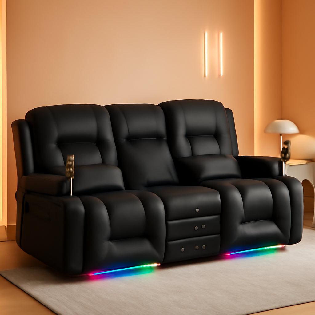 Power Reclining Loveseat With Massage And LED Lighting-0